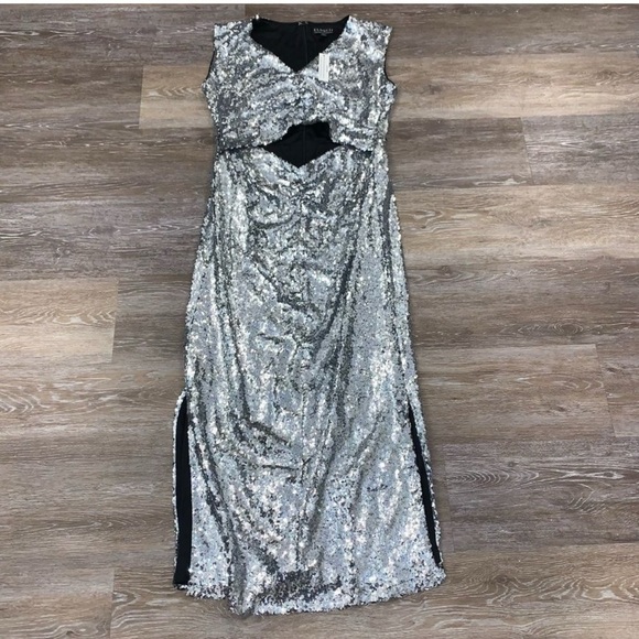 Eloquii Sequin Dress with Cut Out Size 14 Silver - Picture 3 of 8